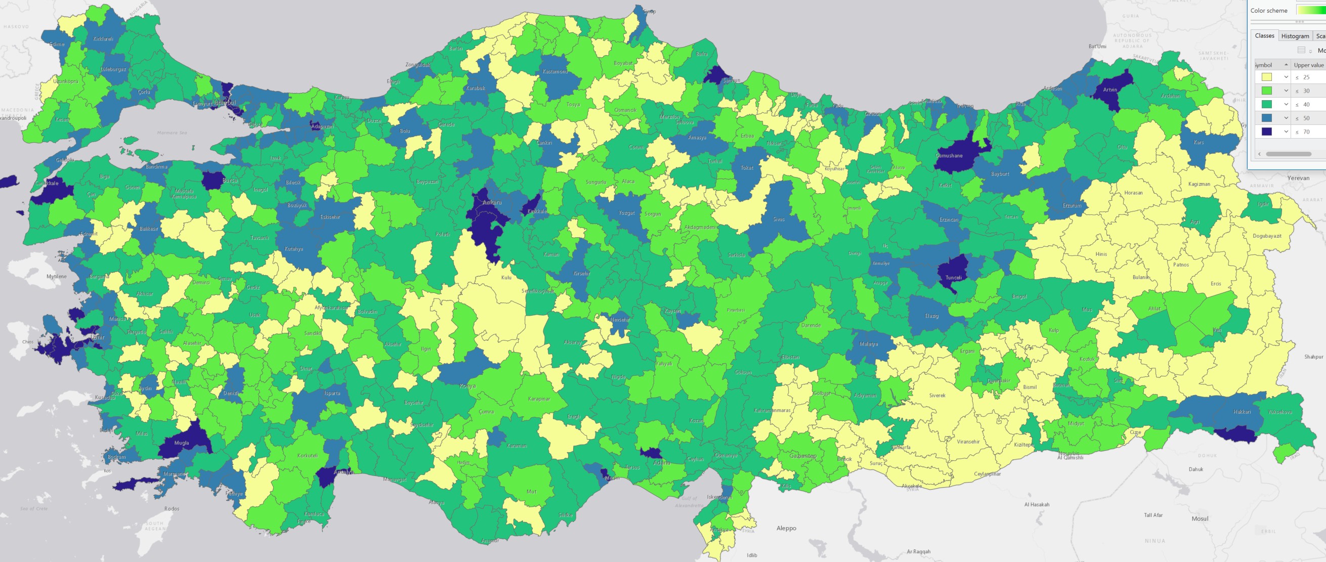 LİSE ve ÜSTÜ DİPLOMA SAHİPLERİNİN NÜFUSA ORANI HARİTASI
